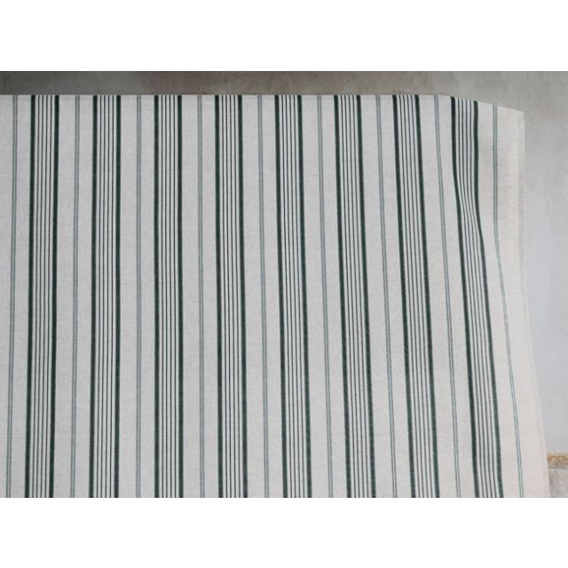Freja Dark Pine - Curtain fabric with Dark Green stripes