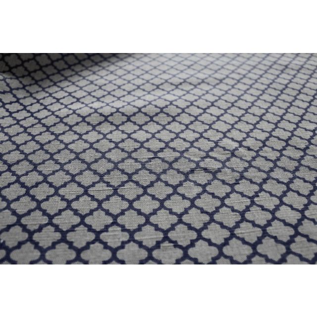 Jonna Deep Blue - Curtain fabric, dark blue moroccan clover pattern