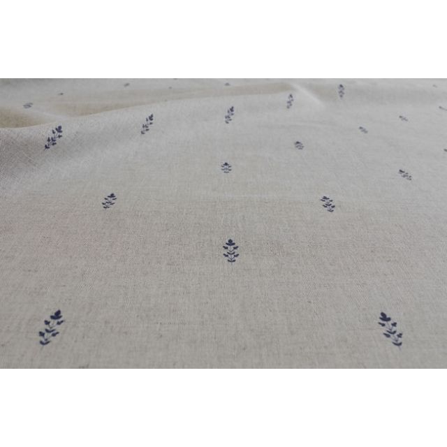 Asli Deep Blue - Natural fabric with classical blue pattern