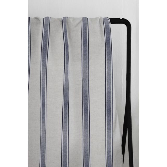 Bella Deep Blue - Curtain fabric with Dark Blue stripes