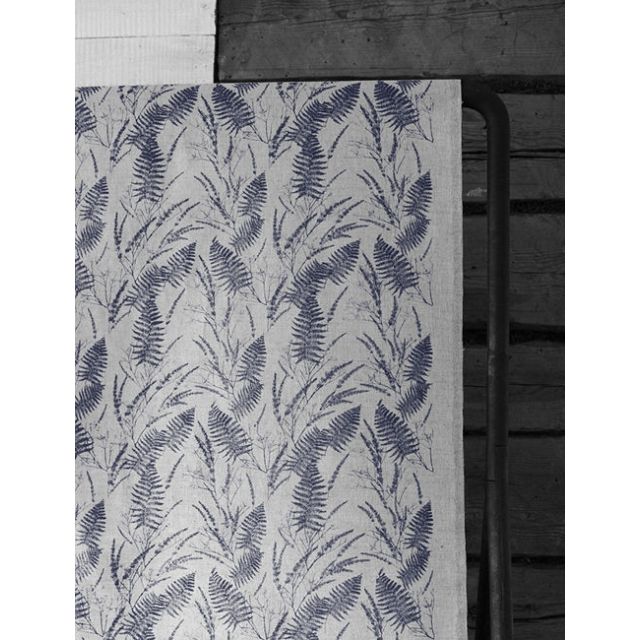 Fernia Deep Blue - Fabric for curtains with Dark Blue pattern