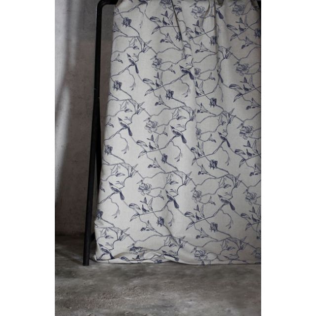 Gardenia Deep Blue - Dark Blue Botanical / bird pattern