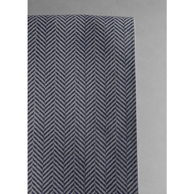 Hugo Deep Blue Curtain fabric, abstract blue herringbone pattern