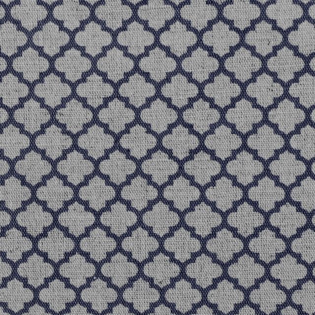 Jonna Deep Blue - Curtain fabric, dark blue moroccan clover pattern