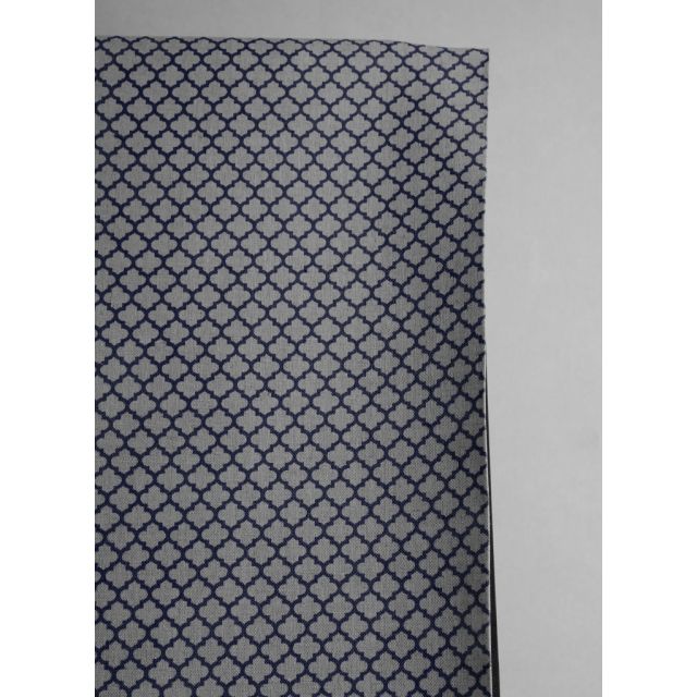 Jonna Deep Blue - Curtain fabric, dark blue moroccan clover pattern