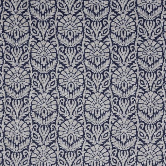 Krista Deep Blue - Curtain fabric with an abstract Blue floral pattern