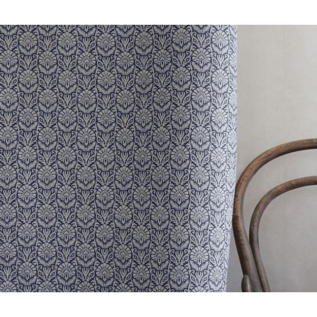 Krista Deep Blue - Curtain fabric with an abstract Blue floral pattern