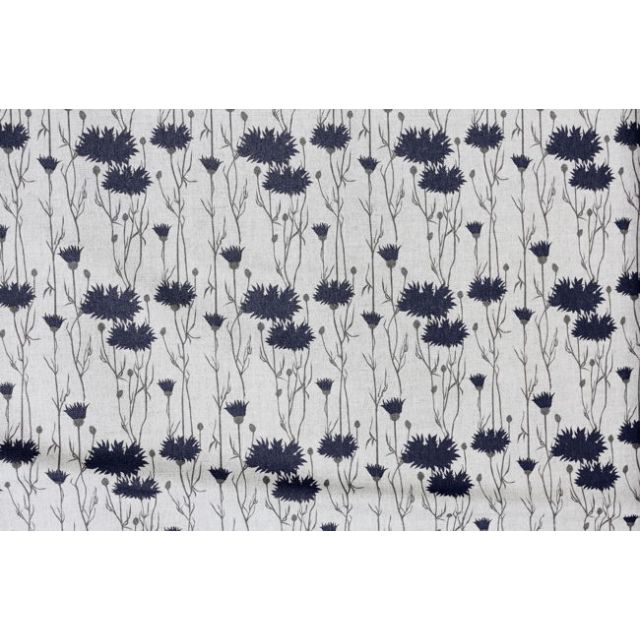 Margrete Deep Blue - Curtain fabric with Dark Blue print