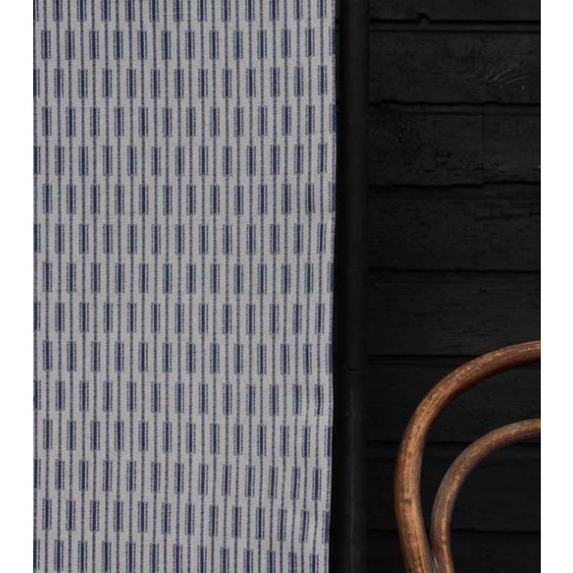 Millie Deep Blue - Curtain fabric, abstract Blue geometric pattern