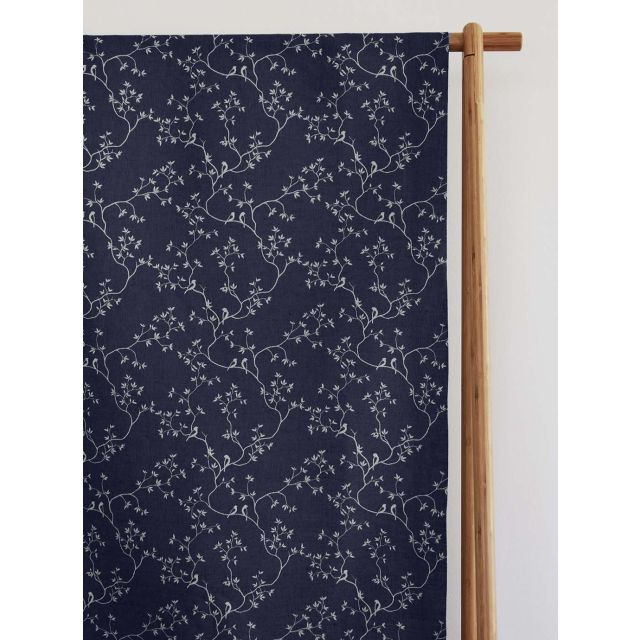 Goldfinch INV-Deep Blue - Curtain fabric with botanical print