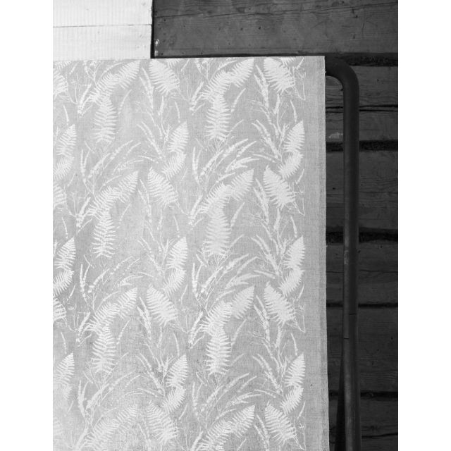 Fernia White - Fabric for curtains with White pattern