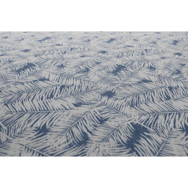 Gabi Denim - Curtain fabric, abstract Blue botanical leaf pattern