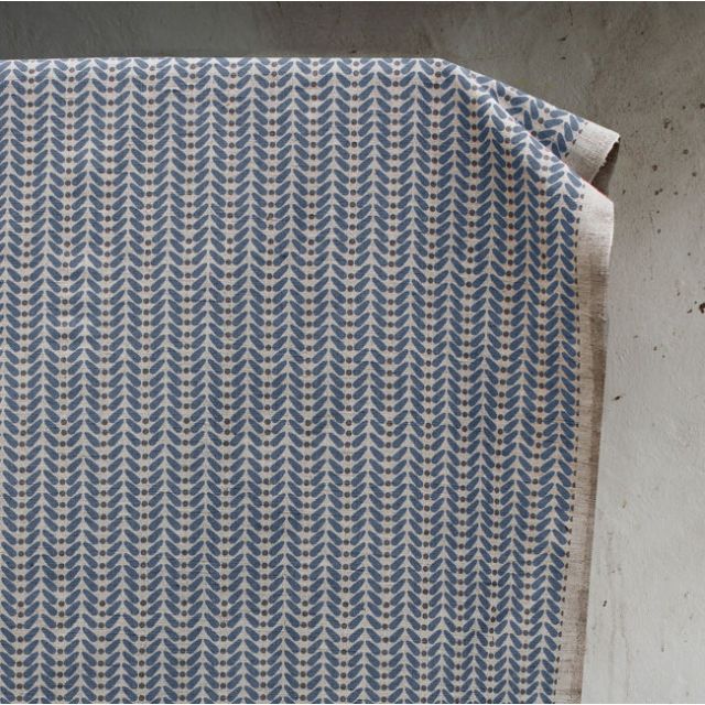 Hulda Denim - Natural Fabric printed with Blue and Grey