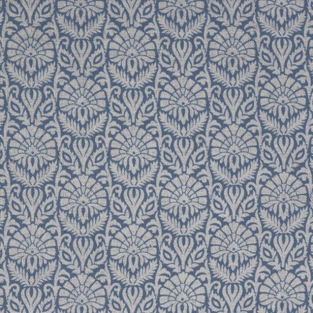 Krista Denim - Curtain fabric with an abstract Blue floral pattern