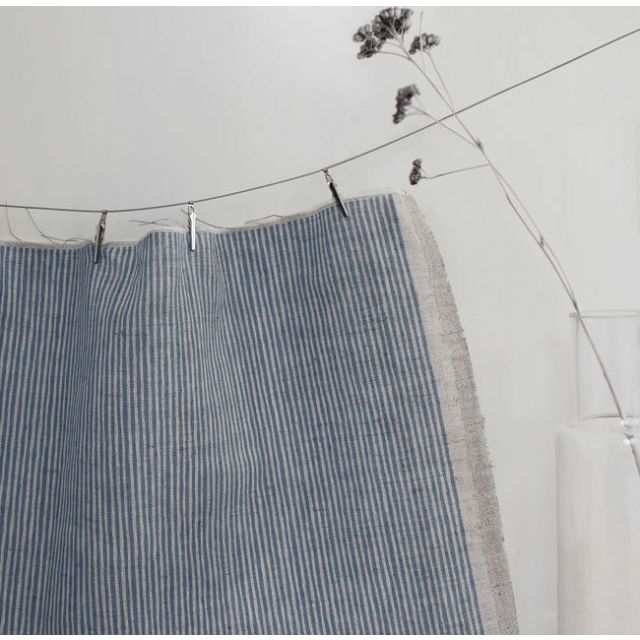 Laila Denim - Curtain fabric with Blue stripes