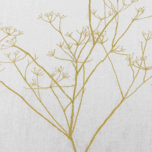 Cicely Dijon - White linen, Yellow botanical print