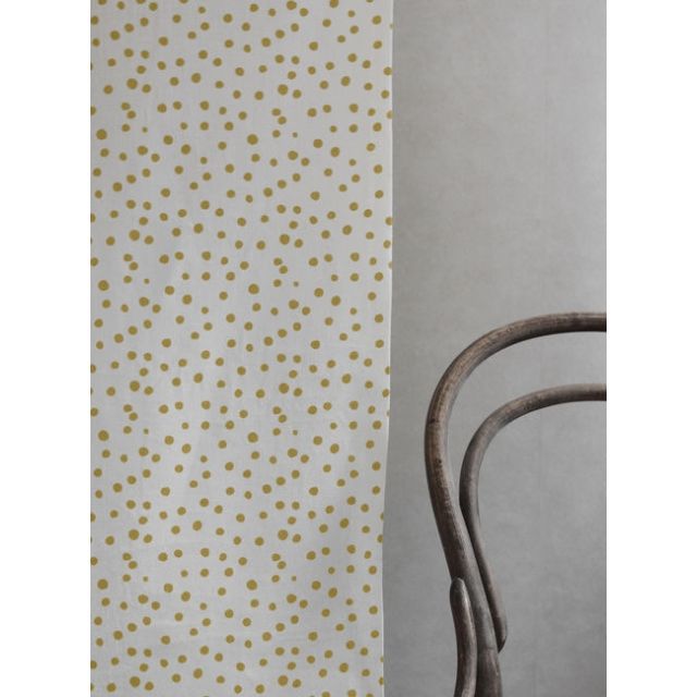 Dottie Dijon-WHT - Dotted fabric with Yellow spots, 100% Linen
