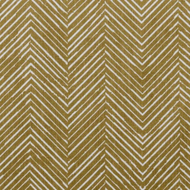 Lulu Dijon - White fabric with Dijon Mustard Print. Abstract Print, 100% Linen