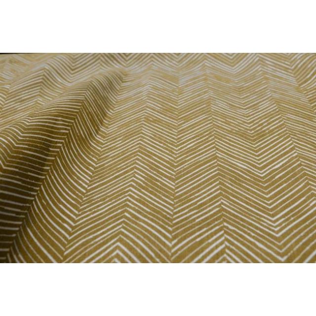 Lulu Dijon - White fabric with Dijon Mustard Print. Abstract Print, 100% Linen