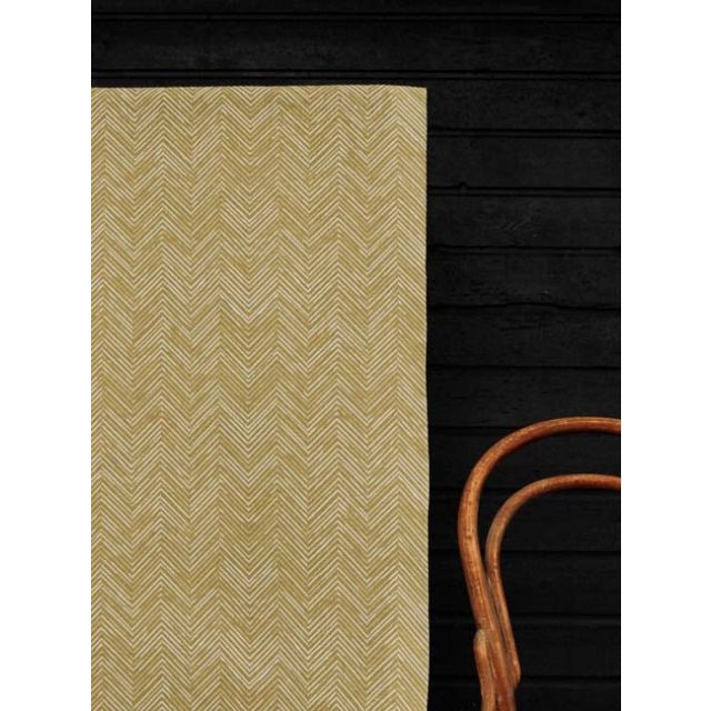 Lulu Dijon - White fabric with Dijon Mustard Print. Abstract Print, 100% Linen