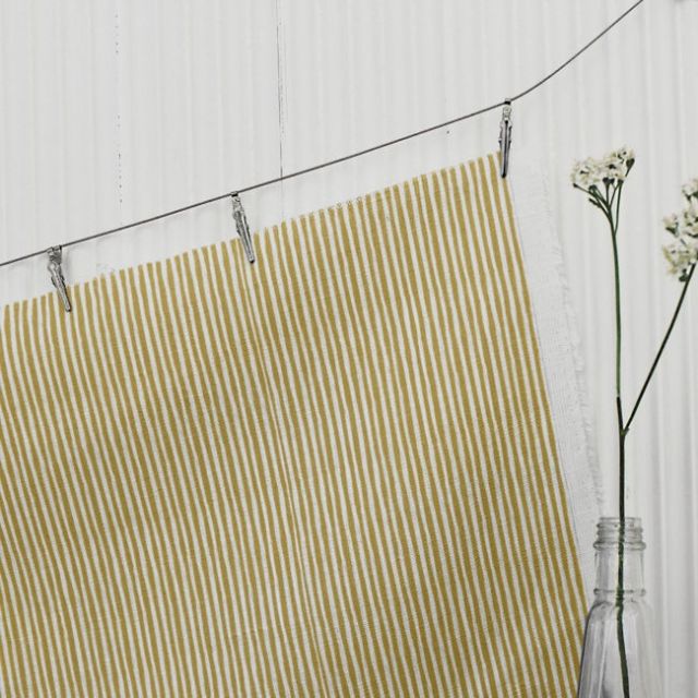Maisa Dijon - Linen curtain fabric, Yellow stripes