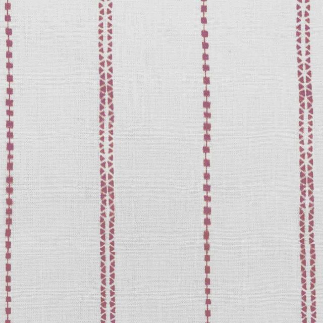 Inga Red - White fabric with Red decorative stripes, 100% Linen