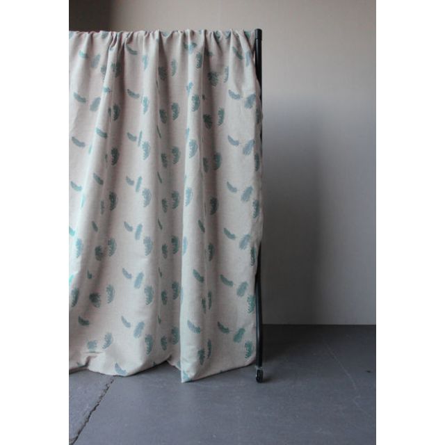 Feathers Duckegg - Duckegg coloured feathers print on Linen Cotton fabric
