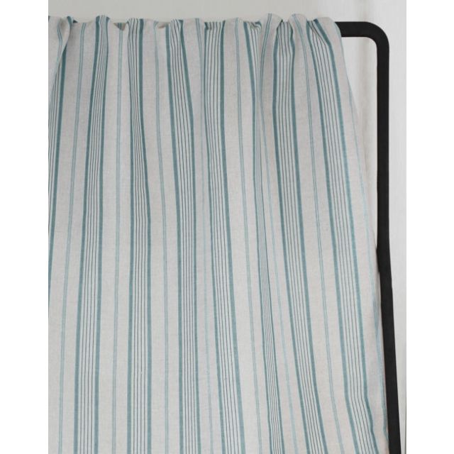 Freja Duck Egg - Curtain fabric with Light Blue stripes