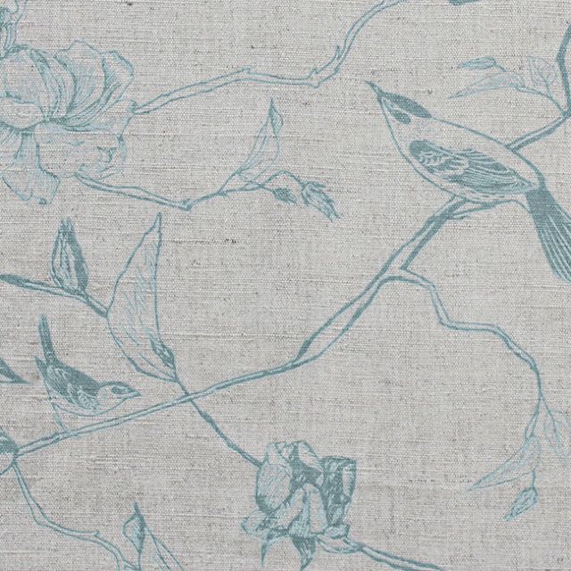 Gardenia Duck Egg - Light Blue Botanical / bird pattern