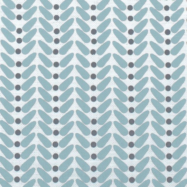 Hilda Duck Egg - White curtain fabric printed with Duckegg Blue and Grey
