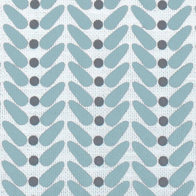 Hilda Duck Egg - White curtain fabric printed with Duckegg Blue and Grey