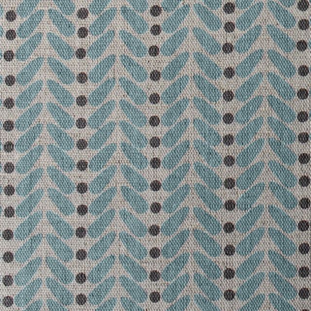 Hulda Duck Egg - Fabric for curtains printed with Duck Egg Blue and Grey