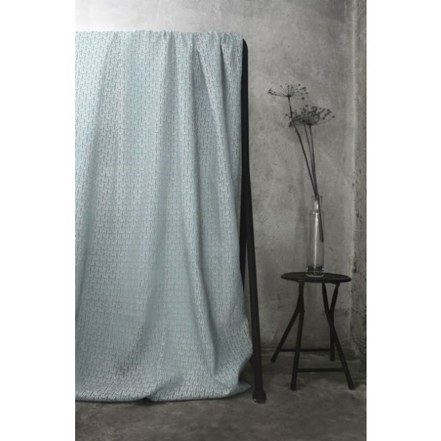 Ilva Duck Egg - White linen fabric, Duck Egg coloured contemporary print