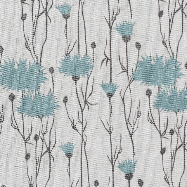 Margrete Duck Egg - Natural fabric with light blue print
