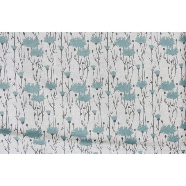 Margrete Duck Egg - Natural fabric with light blue print