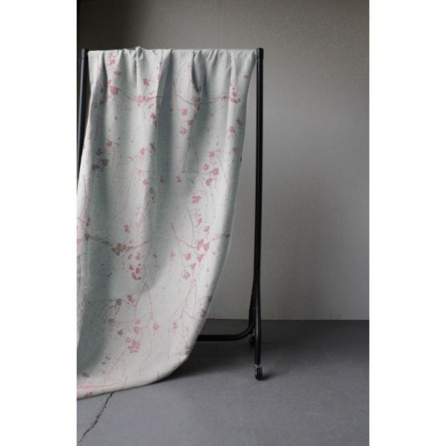 Berry Dusty Pink - Natural fabric with pale pink print