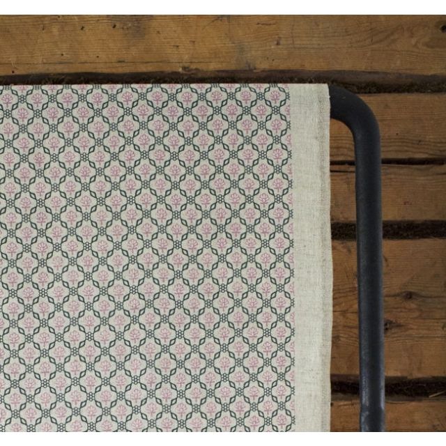 Hilla Pink Pine - Curtain fabric, abstract Pink and Green pattern