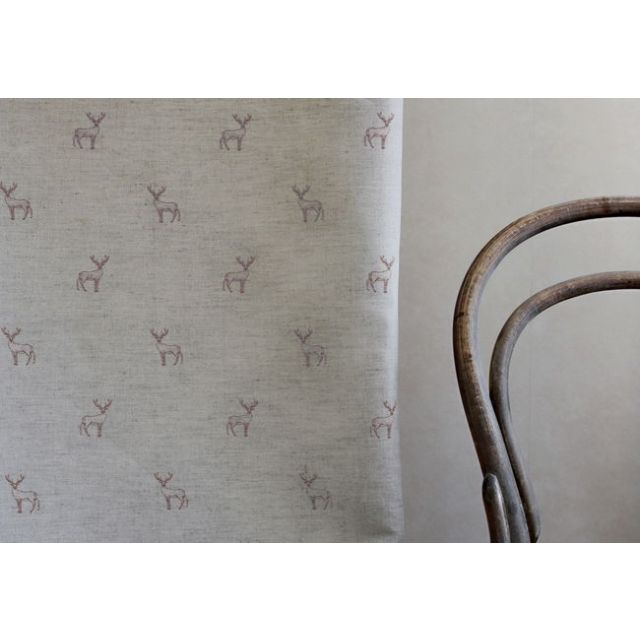 Deer Dusty Pink - Curtain fabric with pink pattern of deers