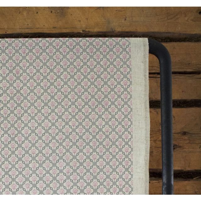 Hilla Pink Greige - Curtain fabric, abstract Pink and Grey pattern