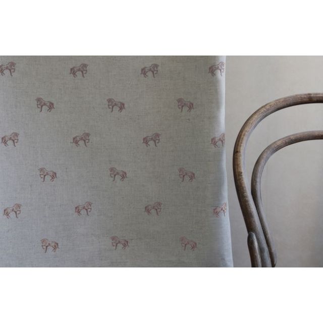 Horse Dusty Pink - Curtain fabric with pink pattern of horses