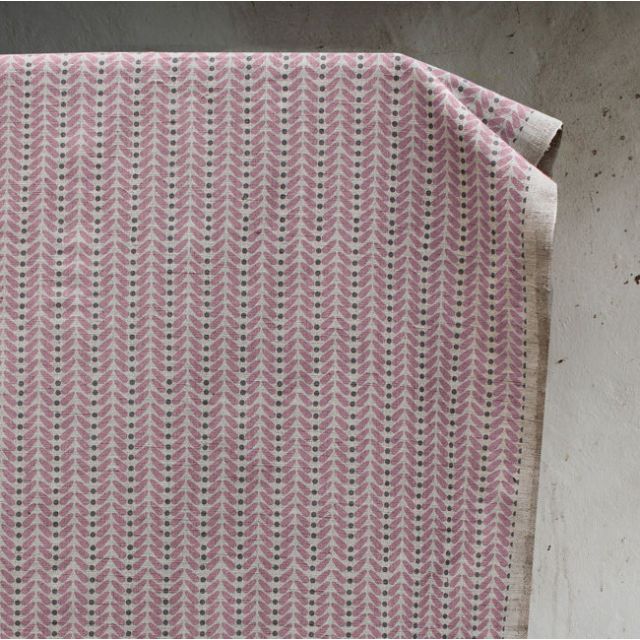 Hulda Dusty Pink - Fabric for curtains printed with Dusty Pink and Grey