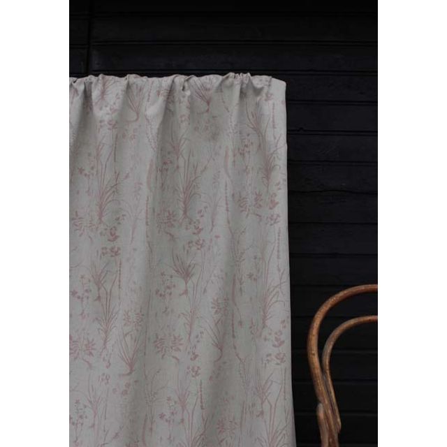 Iida Dusty Pink- Fabric for curtains, Pale Pink Botanical Print