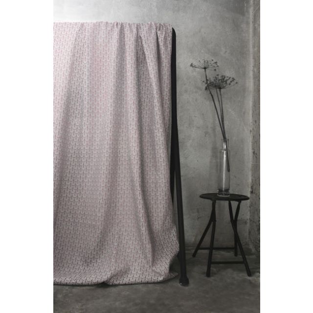 Ilva Dusty Pink - White linen fabric, Pink contemporary print