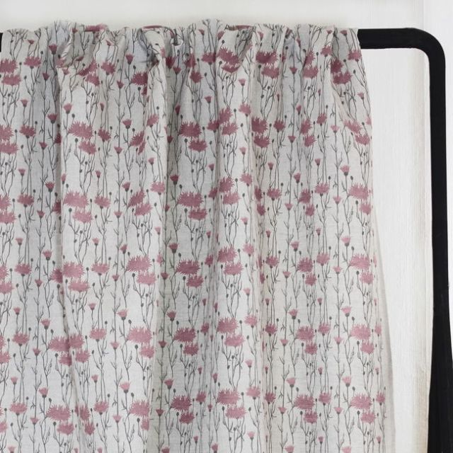 Margrete Dusty Pink - Curtain fabric with Pink print