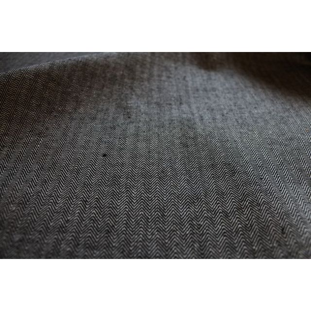 Edda Noir - Herringbone fabric for curtains, White and Black