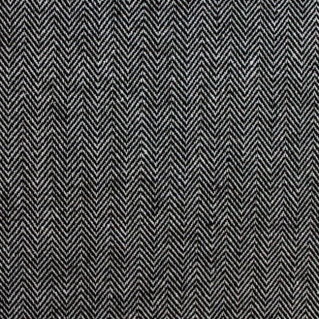 Edda Noir - Herringbone fabric for curtains, White and Black