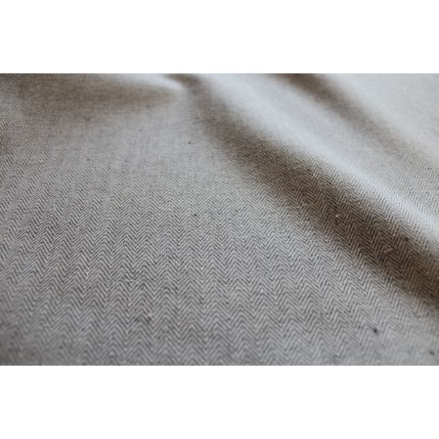 Edda Dove Grey - Herringbone fabric for curtains, White and Grey