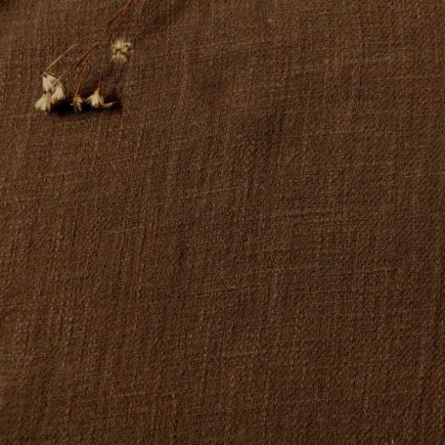 Enni Bronze - Brown Linen Cotton fabric