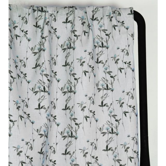Estelle Duck Egg - Curtain fabric with Light Blue and Green floral print