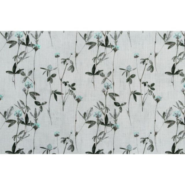 Estelle Duck Egg - Curtain fabric with Light Blue and Green floral print